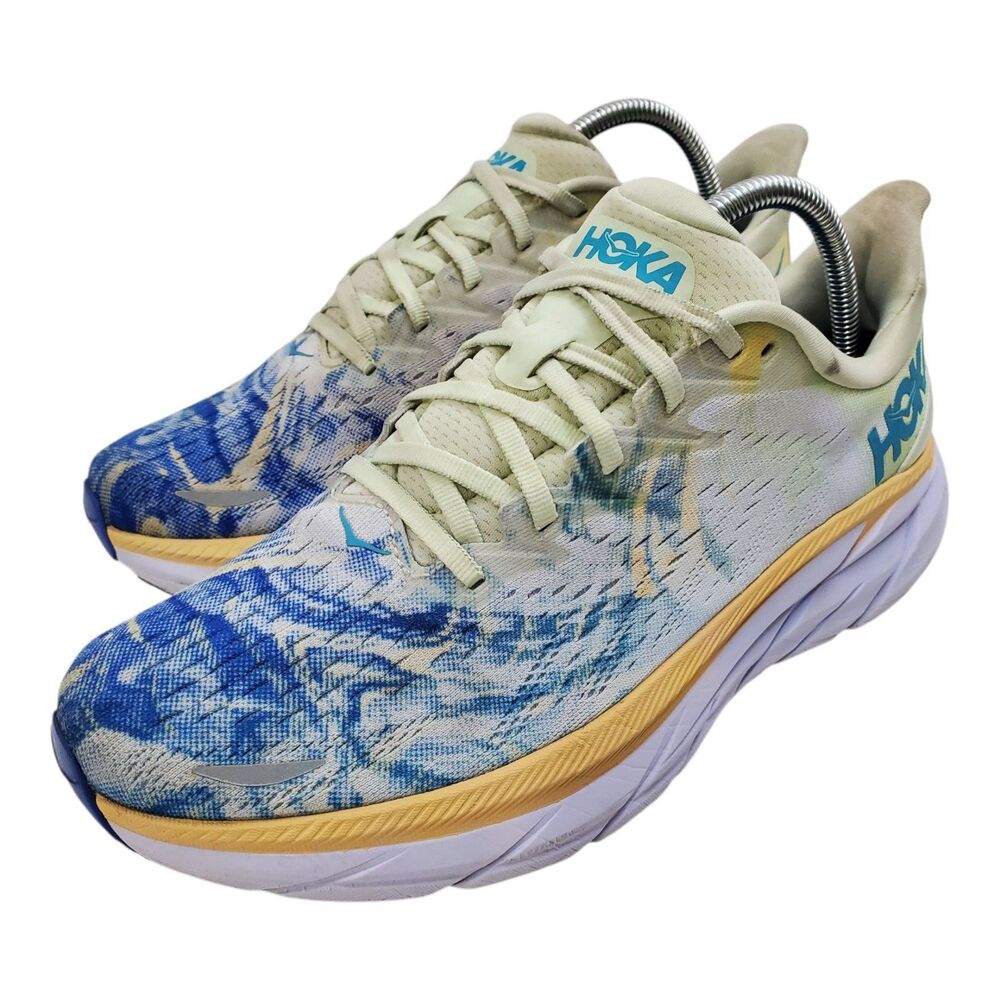 HOKA One One Shoes CLIFTON 8 Women Size 10 White Tie Dye Running Sneaker 1119394
